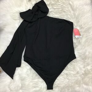 NWT Arula Black Bodysuit One Shoulder Big Bow Y2K Cute Size 1X